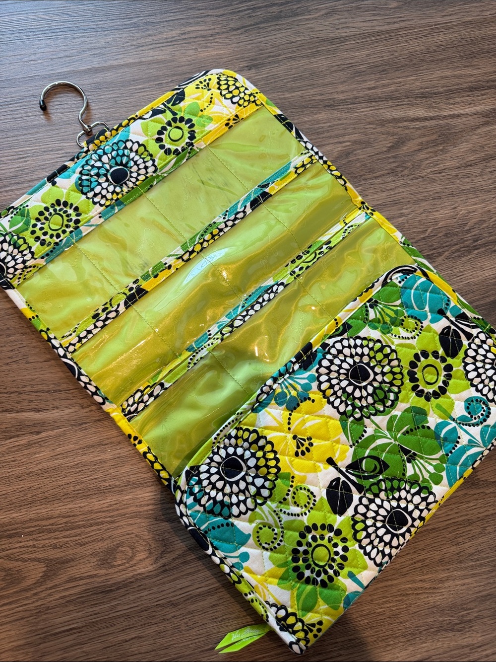 Vera Bradley Floral Quilted Hanging Organizer - Yellow Green Teal Black